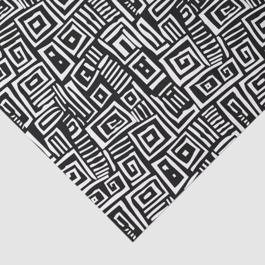 Vet Zwart & Wit Abstract Patroon Tissuepapier (Detail)