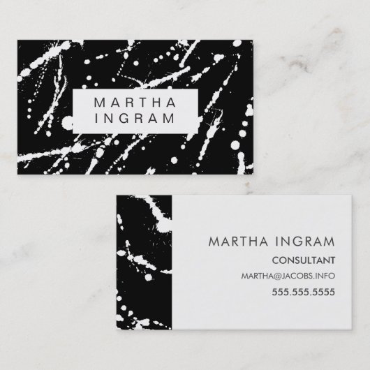Vet zwart-wit abstract splaatstontwerp visitekaartje (Voorkant / Achterkant)