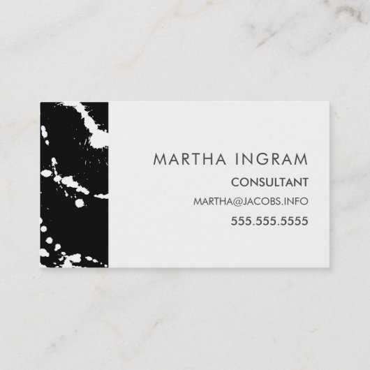 Vet zwart-wit abstract splaatstontwerp visitekaartje (Achterkant)
