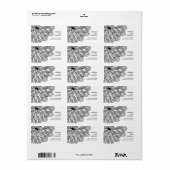 Vet Zwart Wit Bloem Retouradres Labels. Etiket (Full Sheet)