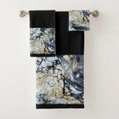 Vet Zwart & Wit Border Badkamer Handdoek Set (Insitu)