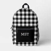 Vet Zwart Wit Buffel Controle met Monogram Bedrukte Rugzak (Voorkant)