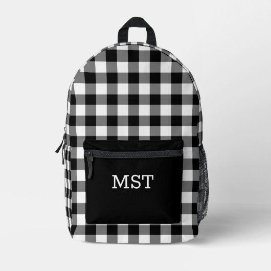 Vet Zwart Wit Buffel Controle met Monogram Bedrukte Rugzak (Voorkant)