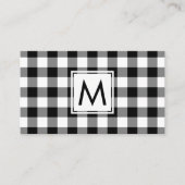 Vet Zwart Wit Buffel Plaid Patroon Monogram Visitekaartje (Voorkant)