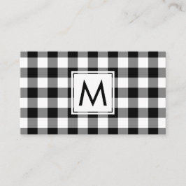 Vet Zwart Wit Buffel Plaid Patroon Monogram Visitekaartje