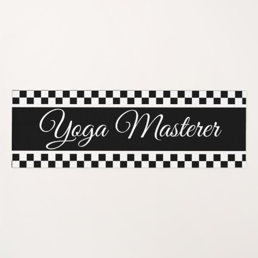 Vet zwart-wit cheque yogamat (Voorkant (horizontaal))