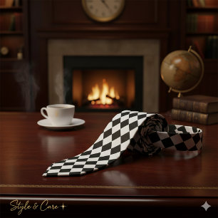 Vet Zwart-wit Chevron Pattern Classic Stropdas