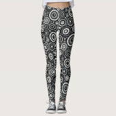 Vet zwart-wit Circus van Cirkels Patroon Leggings (Voorkant)
