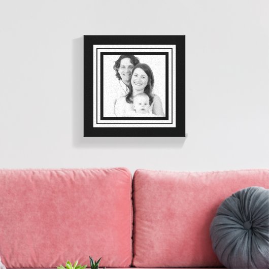Vet Zwart-wit Familie Mini Canvas (Insitu (Woonkamer))