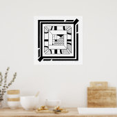 Vet zwart wit geometrische Abstracte lijnkunst Poster (Keuken)
