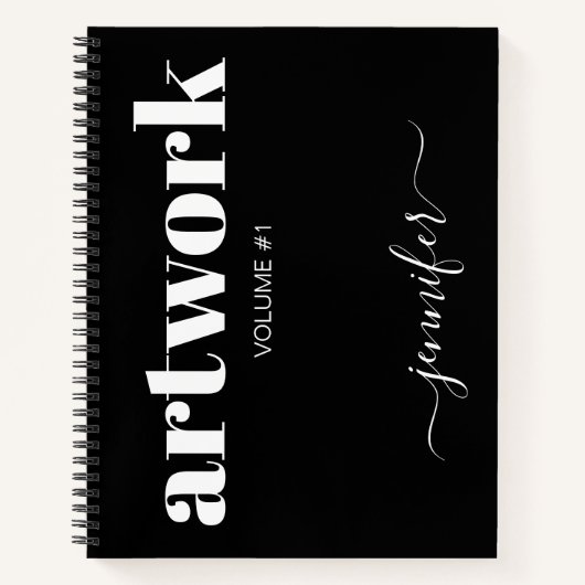 Vet Zwart Wit Gepersonaliseerde Sketchbook Jouw na Notitieboek (Voorkant)
