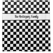 Vet Zwart Wit Geruit Patroon Aangepaste naam Douchegordijn (Voorkant)