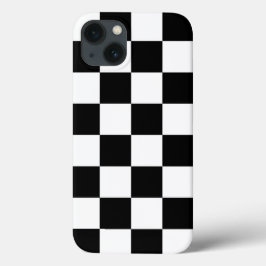 Vet zwart-wit geruit patroon iPhone 13 hoesje