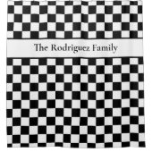 Vet zwart wit geruit patroon met naam douchegordijn (Voorkant)