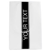 Vet zwart-wit gestreept bewerkbare tekst medium cadeauzakje (Voorkant)