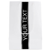 Vet zwart-wit gestreept bewerkbare tekst medium cadeauzakje (Achterkant)