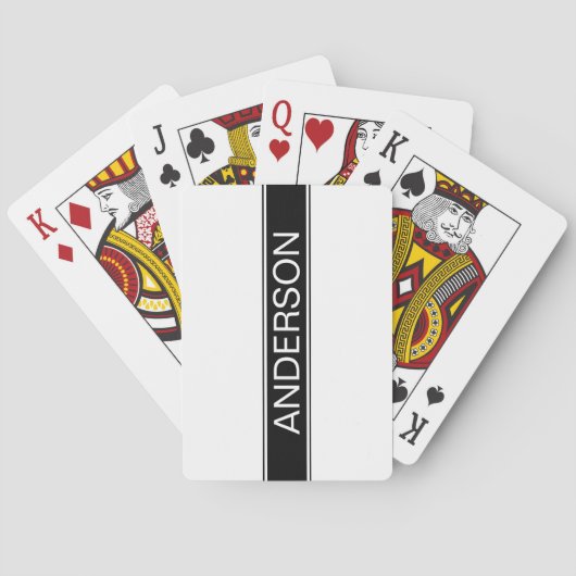 Vet zwart-wit gestreept bewerkbare tekst pokerkaarten (Achterkant)