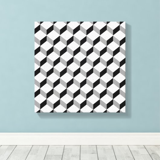 Vet Zwart Wit Grijs Optische Illusie Grafisch Canvas Afdruk (Insitu (Houten vloer))