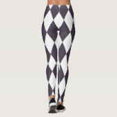 Vet Zwart & Wit Harlequin Check Patroon Leggings (Achterkant)