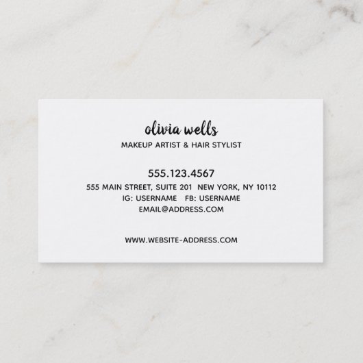 Vet Zwart Wit Kalligrafie Script Visitekaartje (Achterkant)