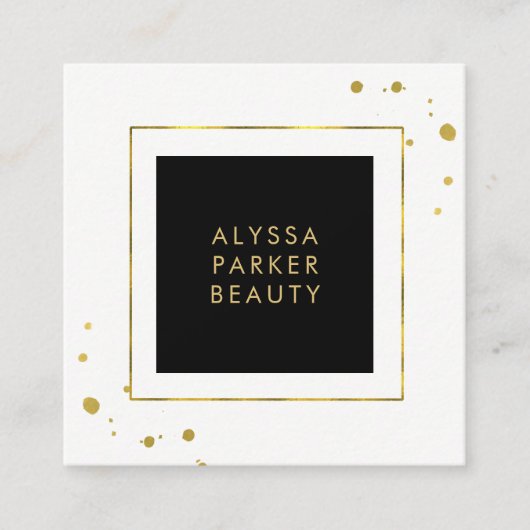 Vet zwart-wit met Faux Gold Vierkante Visitekaartje (Voorkant)