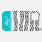 vet zwart-wit met turkooizen patroon Case-Mate iPhone case (Achterkant (horizontaal))