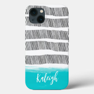 vet zwart-wit met turkooizen patroon Case-Mate iPhone case