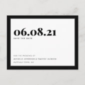 Vet Zwart Wit Minimalist Eenvoudig De datum opslaa Aankondigingskaart (Voorkant)