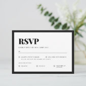 Vet Zwart Wit Minimalistische Typografie Bruiloft RSVP Kaartje (Staand voorkant)