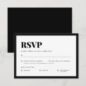 Vet Zwart Wit Minimalistische Typografie Bruiloft RSVP Kaartje (Voorkant / Achterkant)