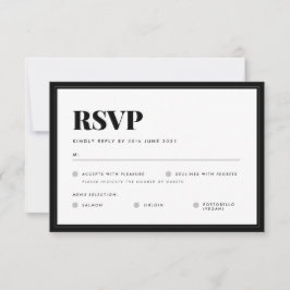 Vet Zwart Wit Minimalistische Typografie Bruiloft RSVP Kaartje