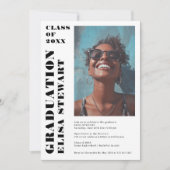 Vet Zwart-wit Modern 4 foto's Afstuderen Kaart (Voorkant)