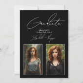 Vet Zwart-wit Modern Afstuderen Foto Kaart (Voorkant)