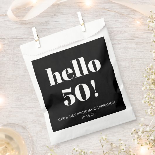 Vet Zwart Wit Modern Chic 50ste Verjaardagsfeest Bedankzakje (Geknipt)