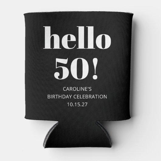 Vet Zwart Wit Modern Chic 50ste Verjaardagsfeest Blikjeskoeler (Voorkant)