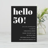 Vet Zwart Wit Modern Chic 50ste Verjaardagsfeest Kaart (Staand voorkant)