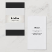 Vet zwart, wit, modern, FAUX, zilver gestreept Visitekaartje (Voorkant / Achterkant)