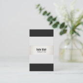 Vet zwart, wit, modern, FAUX, zilver gestreept Visitekaartje (Staand voorkant)