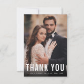 Vet Zwart Wit Moderne Minimalistische Fotobruiloft Bedankkaart (Voorkant)