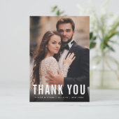 Vet Zwart Wit Moderne Minimalistische Fotobruiloft Bedankkaart (Staand voorkant)