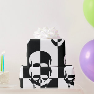 Vet Zwart-wit Optische Illusie Schedel Design Cadeaupapier