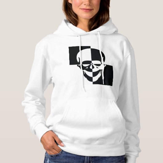 Vet Zwart-wit Optische Illusie Schedel Design Hoodie (Voorkant)