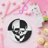 Vet Zwart-wit Optische Illusie Schedel Design Papieren Bordje (Feest)