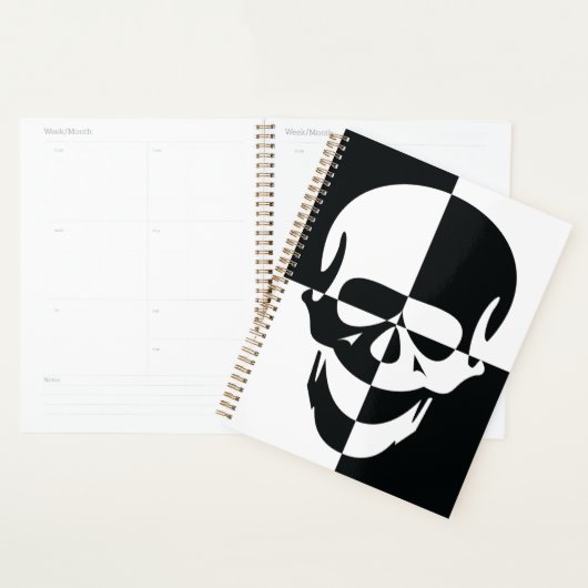 Vet Zwart-wit Optische Illusie Schedel Design Planner (Display)