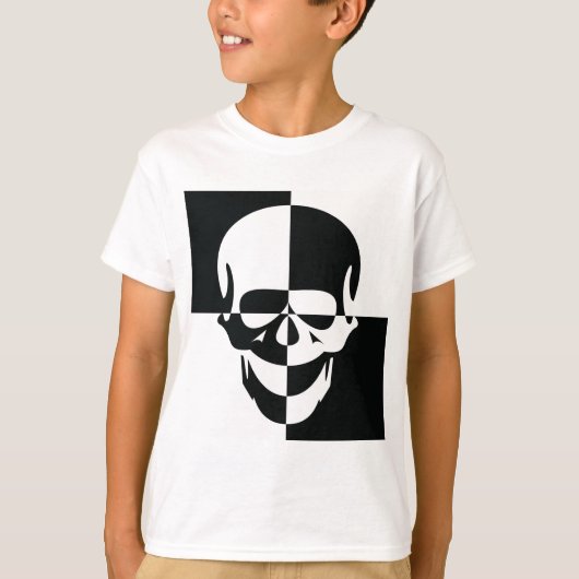 Vet Zwart-wit Optische Illusie Schedel Design T-shirt (Voorkant)