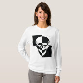 Vet Zwart-wit Optische Illusie Schedel Design T-shirt (Voorkant volledig)