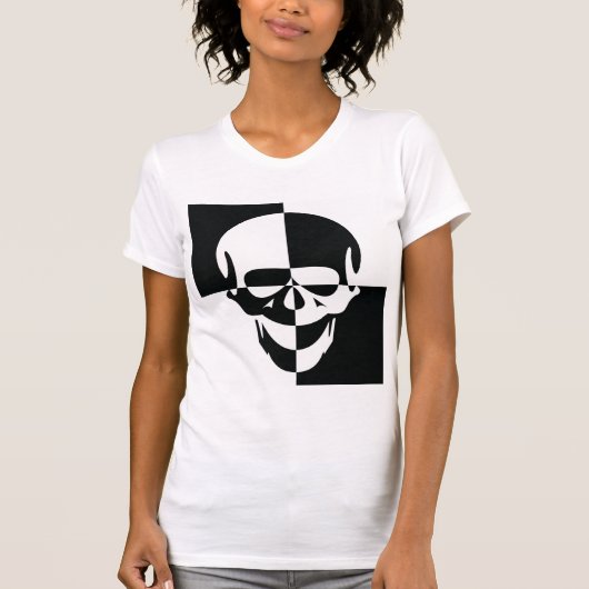 Vet Zwart-wit Optische Illusie Schedel Design T-shirt (Voorkant)