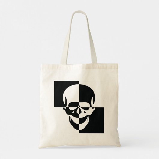 Vet Zwart-wit Optische Illusie Schedel Design Tote Bag (Achterkant)