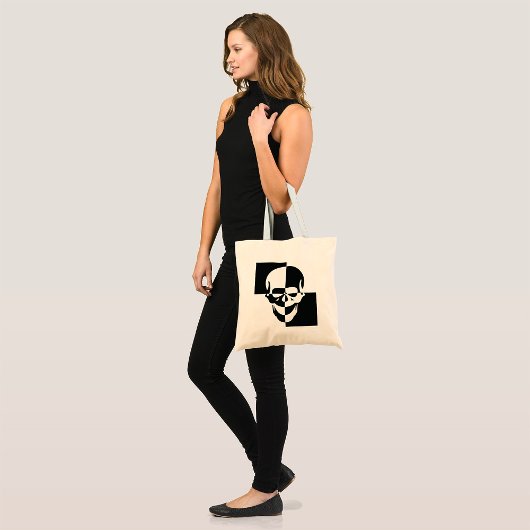 Vet Zwart-wit Optische Illusie Schedel Design Tote Bag