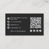 Vet Zwart-wit QR Code 5 Letter Naam Limiet Visitekaartje (Achterkant)